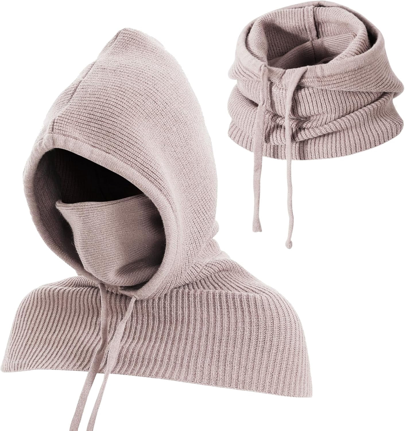 3-in-1 Knitted Balaclava Beanie Scarf Mask Set Ultra Soft Winter Warmth Women Balaclava 3 in 1 Beanie Hat Hood Knitted Ski Scarf  main image 3