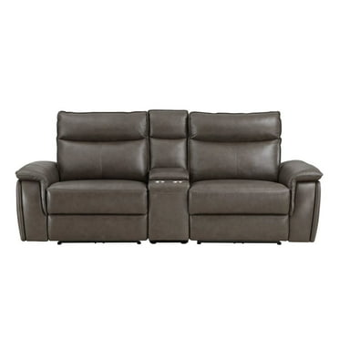 Lexicon Maroni 93.5" Contemporary Leather Double Reclining Loveseat in Brown