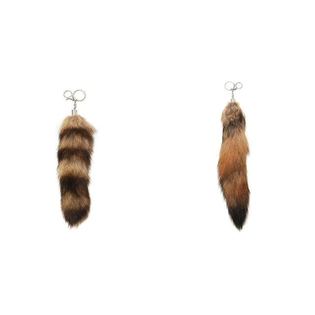 (2-Pack) Rinsvye Cute Tail Keychain Pendant Key Rings Women Key Ring Holder Wrist Holder for Keys Pompoms Key Chains 1Pcs