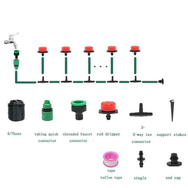 Plants Water Irrigation System Kit Irrigation System Kit Drip Kit Garden Timer Tubing Hose Watering Drip Kits Water Irrigation System for Garden Garden Drip Irrigation System