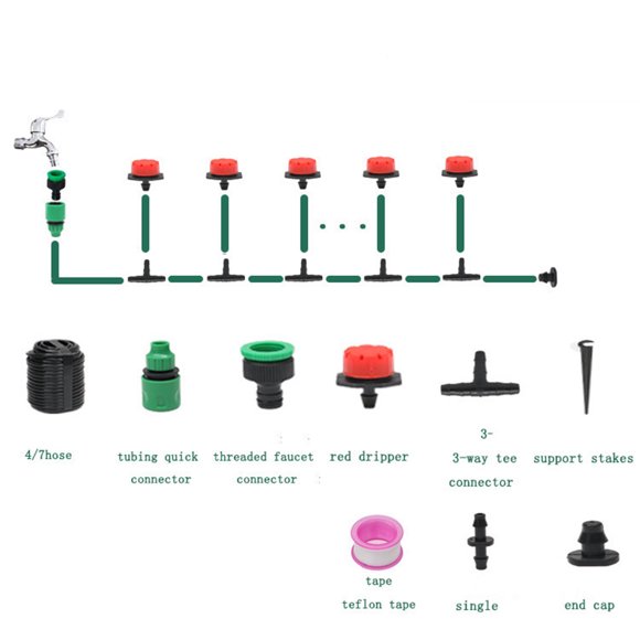 Plants Water Irrigation System Kit Irrigation System Kit Drip Kit Garden Timer Tubing Hose Watering Drip Kits Water Irrigation System for Garden Garden Drip Irrigation System