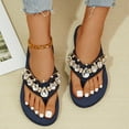 thumbnail image 6 of Xfvqtps Flip Flops for Women Flatform Rhinestone Chain Decor Blingbling Sparkly Slip on Slide Soft Sole Non Slip Casual Beach Summer EVA Sandals Navy, 6 of 7