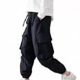 thumbnail image 1 of Boys Cargo Joggers, Drawstring Elastic Waist Jogger Pants with Multi-pockets Big Kids 5-14 Years, 1 of 4