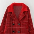 thumbnail image 5 of Lovskoo 2024 Long Cardigans for Women Trendy Long Sleeve Plaid Knit Coat Cardigan with Pockets Versatile Sweater Warm Jacket Red, 5 of 9