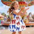 thumbnail image 4 of TOWED22 Toddler Girls 4th of July Dress Girls American Flag Outfit Kids Patriotic Independence Memorial Day Dress(Watermelon Red,3-4 Y), 4 of 5