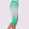 thumbnail image 5 of Women's Soft Polyester Blend Elastic Waist Capris, Side Pockets for Practicality, Tummy Control Flattering Fit, Mid Waist Pull On Lounge Crop Pants, Yoga Workout Summer | TruBelle,Green S, 5 of 8