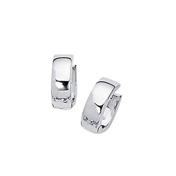 JewelStop 14k White Gold Huggie Hoop Earrings - 6x15mm, 3.2gr.