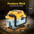 thumbnail image 3 of GEVEELIFE Cordless Shop Vac Wet and Dry, 4.3 Gallon Shop Vac with 5.0Ah Battery Powered, Fast Charger, HEPA Filter, Strap & Wheels, 3-in-1 Wet Dry Vacuum Cleaner for Garage, Car, Workshop, 3 of 8