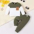thumbnail image 2 of HCNTES Baby Boy Winter Clothes Long Sleeve Hooded Pullover Colorblock Sweatshirt + Pants 2Pcs Outfits Set, 2 of 7