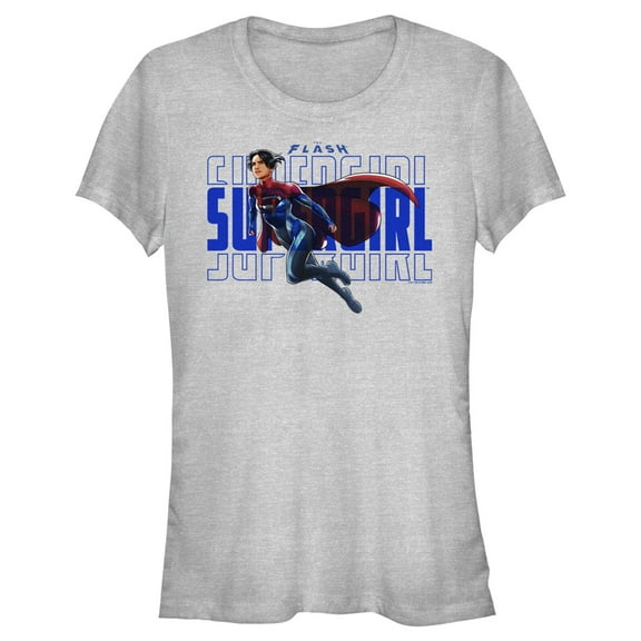 Junior's The Flash Supergirl Sky Flight Graphic Tee Athletic Heather X Large