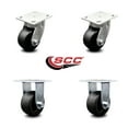 thumbnail image 2 of 4 Inch Kingpinless Glass Filled Nylon Wheel Swivel Caster Set 2 Swivel 2 Rigid, 2 of 2