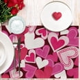 thumbnail image 3 of Valentine''s Day Placemats Set of 4, Pink White Love Hearts Vintage Dining Table Place Mats, Anniversary Wedding Kitchen Decor Home Decoration 12 x 18 Inch, 3 of 5