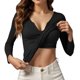 thumbnail image 1 of MHFRRA Camiseta de Manga Larga Suave para Mujer, Sin Costuras, Cómoda, Elástica, Transpirable, Informal, para Entrenamiento, con Sujetador Incorporado Negro, 1 of 5