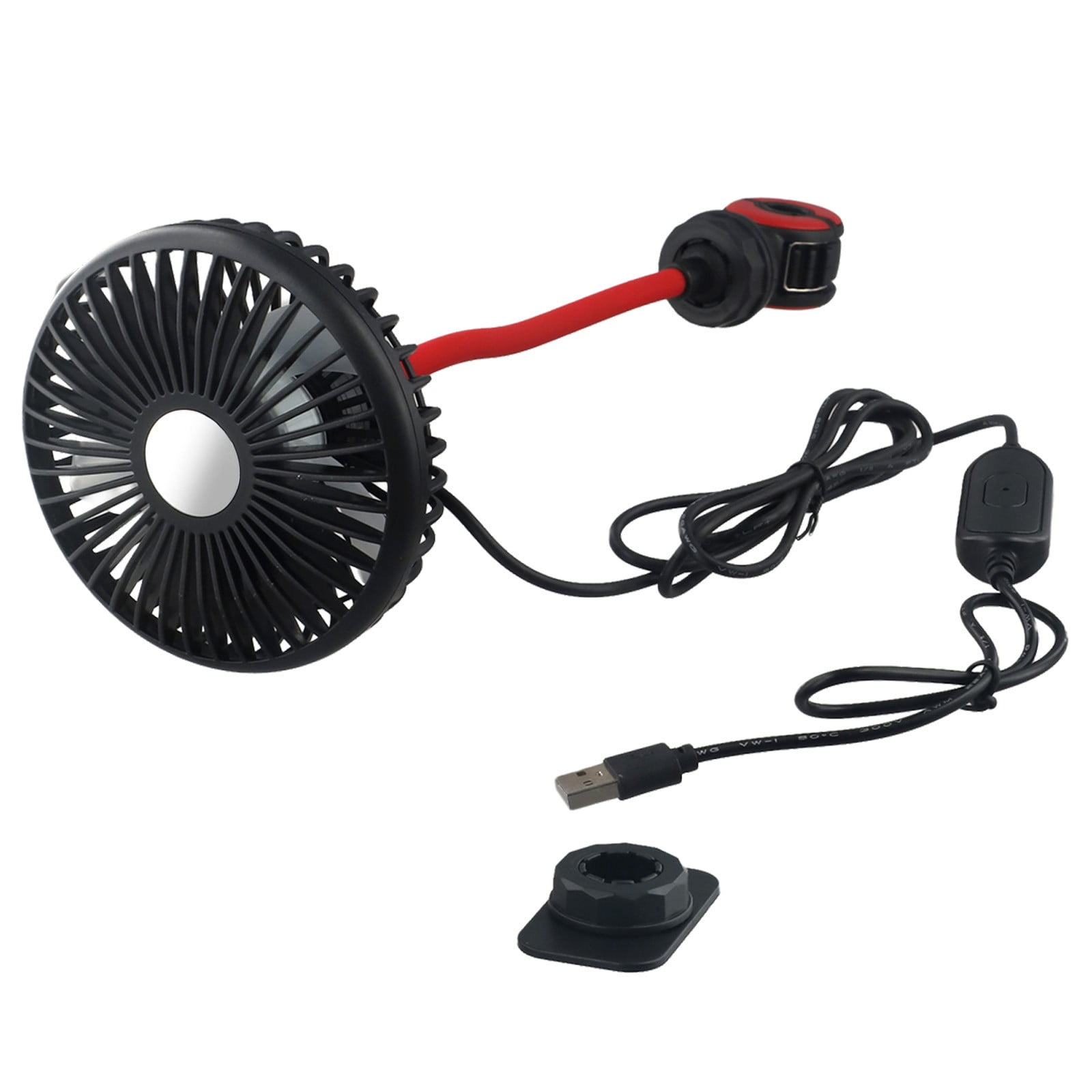 Car Fan 3 Speeds Adjustable For 360 Degree Rotating Hose Flexible Cooling Fan