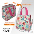 thumbnail image 3 of Pioneer Flower Floral Print Pattern Insulated Lunch Bag for Women & Adults,Large Portable Soft Cooler Lunch Bag,Thermal Food Storage Tote with Pearl Cotton,8.66L,8.75x5.75x9.5 Inch, 3 of 6