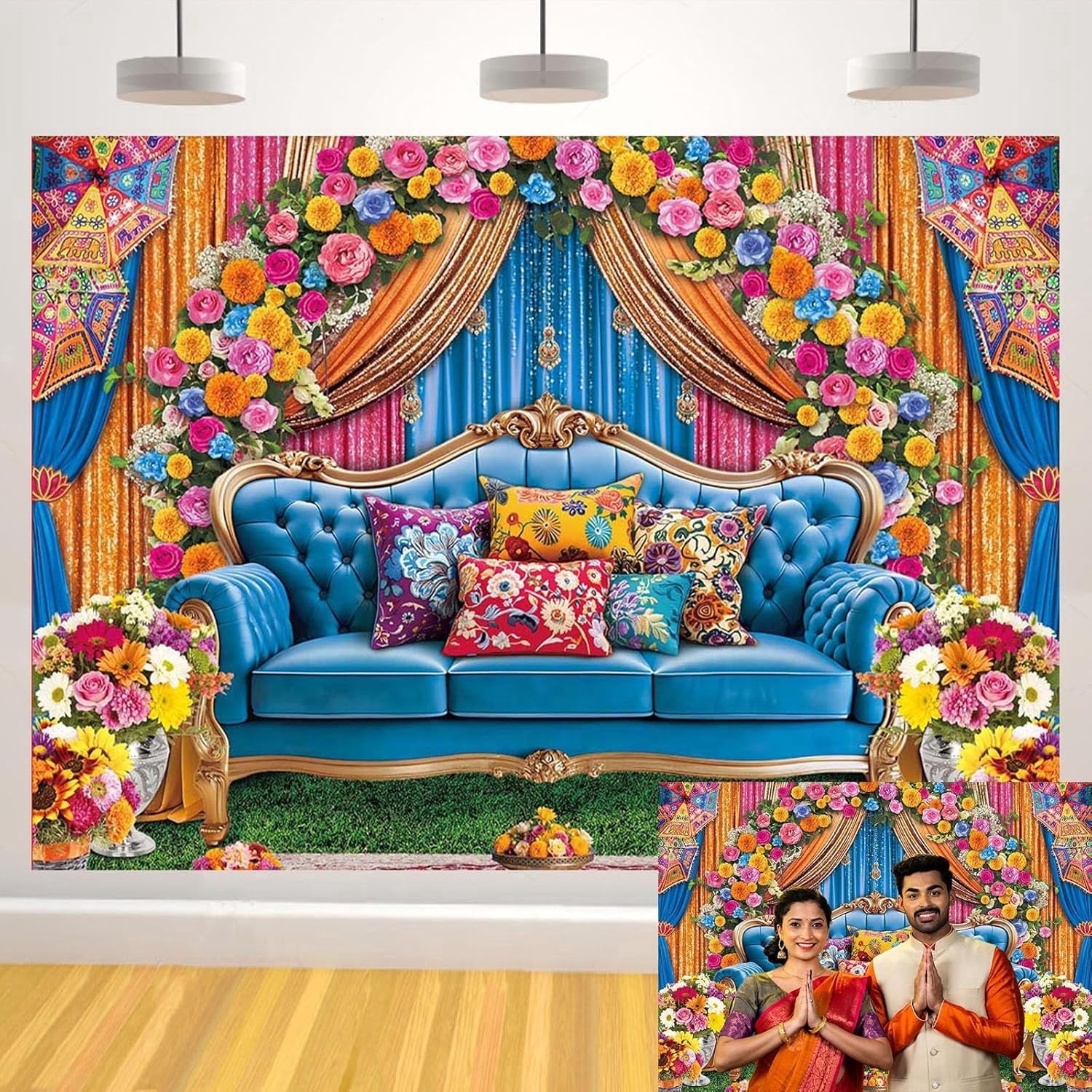 Indian Wedding Backdrop Indian Marigold Flowers Hindu Diwali Background Floral Bridal Shower Party Decorations Banner Supplies Photo Booth Props