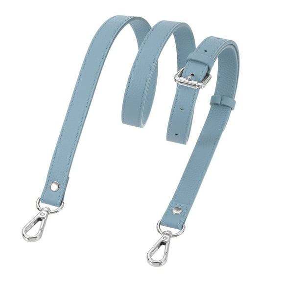 Uxcell 0.7" Genuine Leather Purse Strap for Bag (Sky Blue, Silver Buckle)