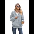 thumbnail image 3 of Sudadera con Capucha y Cremallera de Larga, Color Gris y Azul, Talla M, 3 of 10