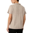 thumbnail image 3 of Men's Vintage Jacquard Knit Shirts Casual Short Sleeve Quarter Zip Collared Golf T-Shirts Summer Modern Fit Old Money Style Lightweight Breathable Beach Vacation Tops, 3 of 7