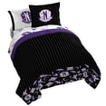 thumbnail image 1 of Jay Franco Wednesday Addams Juego De Edredón Queen – Ropa De Cama De 7 Piezas Incluye Juego De Sábanas Y Fundas De Almohada – Ropa De Cama Para Niños Súper Suave A Rayas Negras Y Grises, 1 of 5