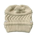 thumbnail image 2 of Dyfzdhu Women Solid Stitching Outdoor Warm Hats Crochet Knit Beanie Cap Peaked Beige, 2 of 4