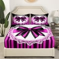 thumbnail image 2 of Erosebridal Purple Bow Tie Fitted Sheet Full, Abstract Geomrtry Bedding Set Full Size, Princess Style Decor（No Top Sheet）, 2 of 6
