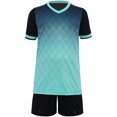 thumbnail image 3 of inlzdz Kids Boys Sport Training Outfit Soccer Jersey Sportswear Short-Sleeve T-Shirt with Shorts Set Light Green 7-8, 3 of 7