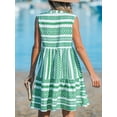 thumbnail image 2 of Cupshe Women's V Neck Beach Dress Ruffle A Line Geometric Pattern Striped Mini Summer Dresses, 2 of 6