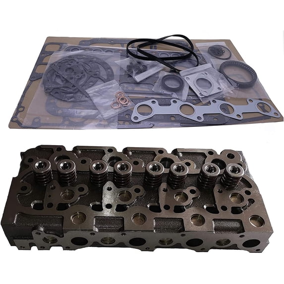 Seapple New Complete Cylinder Head With Valves + Upper Gasket Set Compatible with Kubota Bobcat 773 337 341 S175 S185 T190 Engine