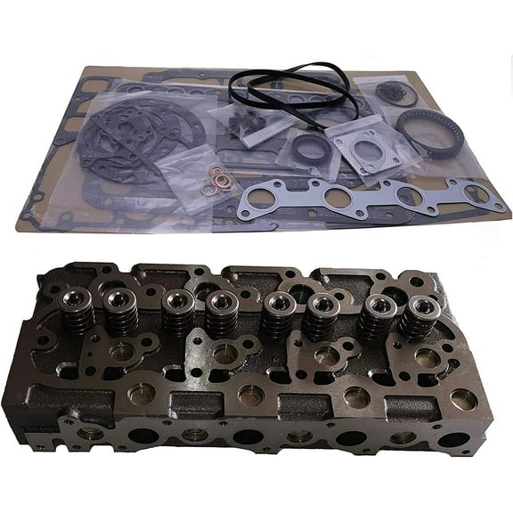 Seapple Complete Cylinder Head With Valves + Full Gasket Set Compatible with Kubota V2003 Bobcat 773 337 341 S175 S185 T190 Engine