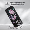 thumbnail image 3 of for iPhone 13 Pro Max Floral Pattern PU Leather + TPU Magnetic Wireless Charging Case, Classic Shockproof Ultra Slim Drop Protective Anti-Scratch Lightweight Women Girls Back Cover, Black, 3 of 8