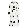 thumbnail image 4 of IROINNID Maxi Dress for Women Turn-down Collar Long Sleeve Waist Printed Long Dresses ,White, 4 of 6