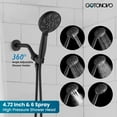 thumbnail image 5 of Single-Handle Shower Faucet Set Shower Kit with Valve Shower Head and Handle Set Shower Trim Kit with 6 Modes ABS Handheld Shower Fixtures Shower Valve and Trim Kit Matte Black, 5 of 9
