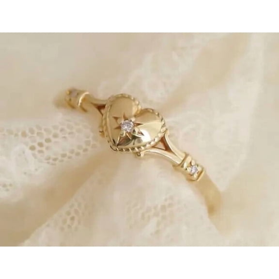 1Ct Lab-Created Diamond Round Cut 14K Yellow Gold Plated Women's Engagement Ring