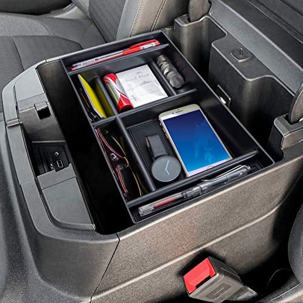 OEdRo Scatola Portaoggetti Sotto Sedile Per Chevy Silverado/GMC Sierra 1500 (2020-2023) E 2500/3500 HD, Con Divisori, Nero
