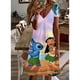 thumbnail image 3 of Nuevos vestidos cortos sexis de verano para fiesta para mujer, vestido con cuello en V y estampado de Lilo y Stitch de Disney, vestido hasta la rodilla de manga corta para tallas XS-5XL, 3 of 5