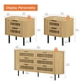 thumbnail image 3 of FITUEYES 3-Piece Mid-Century Modern Bedroom Set - Wood Storage Dresser with 6 Drawers, Set of 2 Fluted Nightstands with 4 Drawers, Oak, 3 of 9