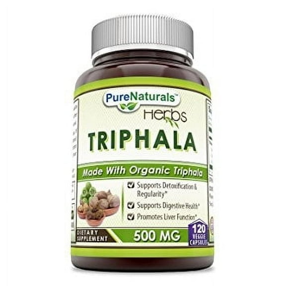 Pure Naturals Triphala 500 Mg Per Serving 120 Veggie Capsules Supplement
