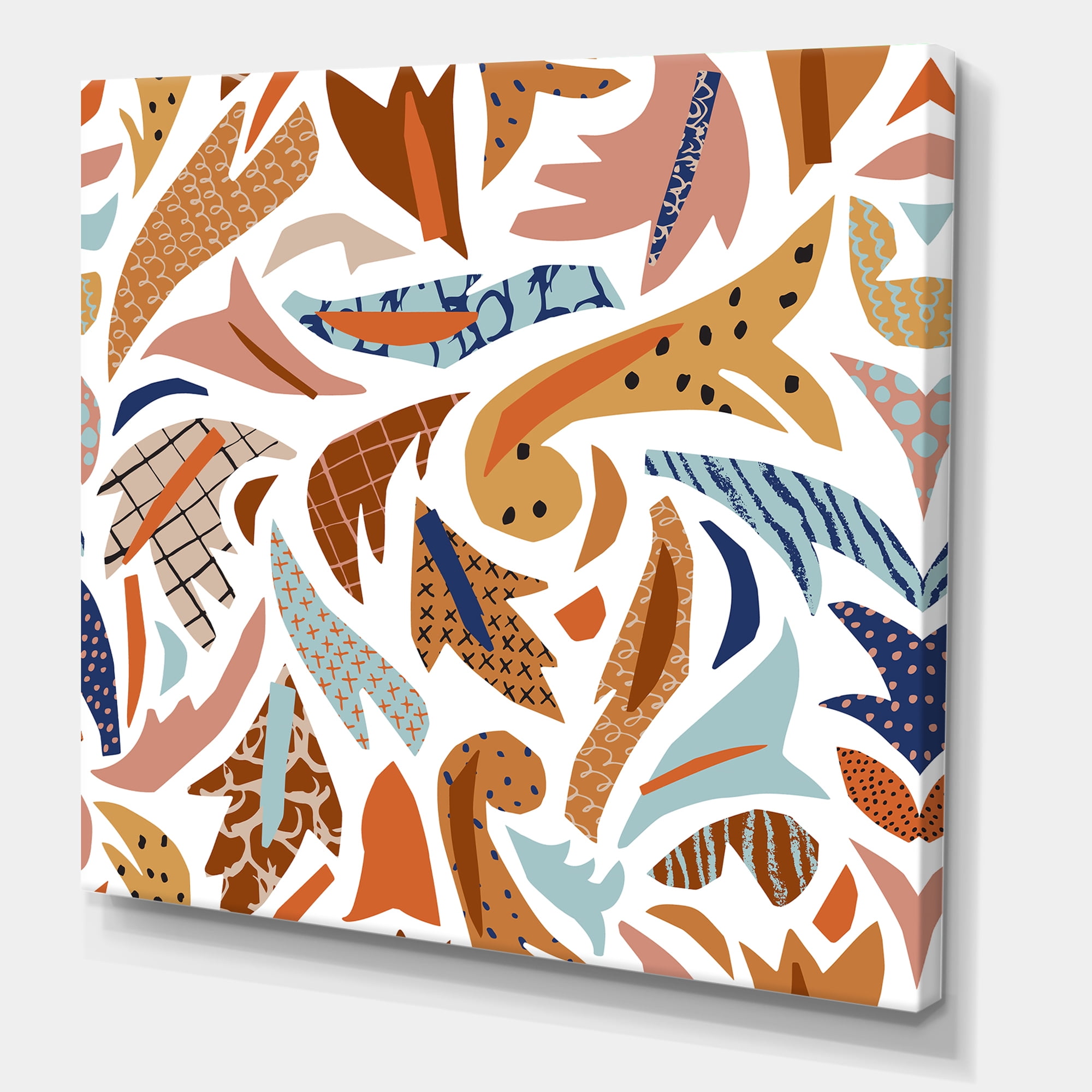 Designart ' Baroque Inspired Stylized Doodles Shapes ' Bohemian & Eclectic Canvas Wall Art Print