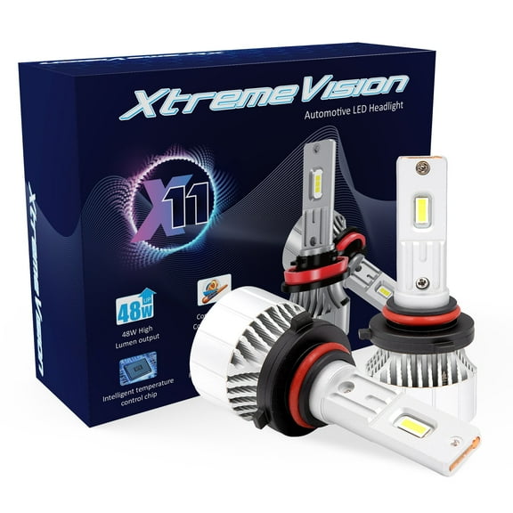 Xtremevision X11 9006 LED Headlight Bulbs  6000K Xenon White, 9000 LM Output, 48W LED Kit