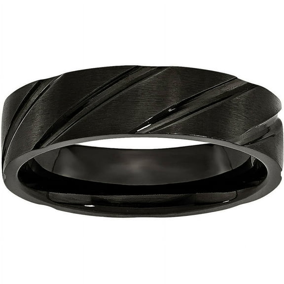 Titanium Swirl Design Black IP-plated 6mm Brushed/Polished Band