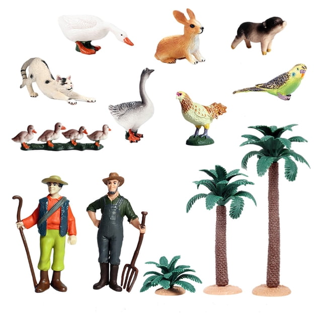 Figuras de granja de plástico realistas, juego de fiesta, animales de granja, figuras, juguetes 13 piezas