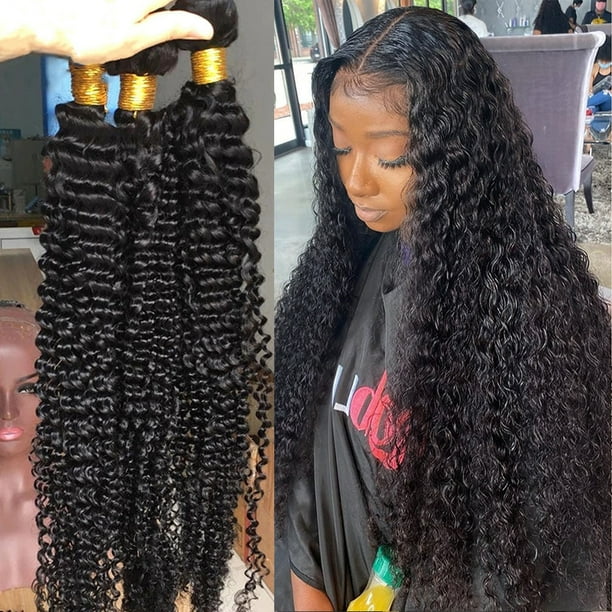 Paquetes de armadura de cabello brasileño Paquetes de cabello humano rizado crudo 28 30 32 pulgadas Paquete de onda profunda de agua Extensión virgen Remy 3 4 paquetes Tan Jianjun unisex