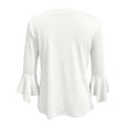 thumbnail image 5 of Teissuly Women's Casual Trumpet 3/4 Sleeve Buttoned Basic Ruched Tops Pleated T-shirts Blouses, 5 of 7