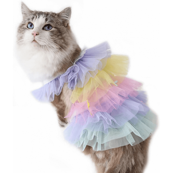 Dog Princess Dress, Cat Cake Dress Breathable Mesh Cute Pet Clothes Soft Dog Dress Shirt Summer Puppy Dress Cat Puppy Girl (S Size)