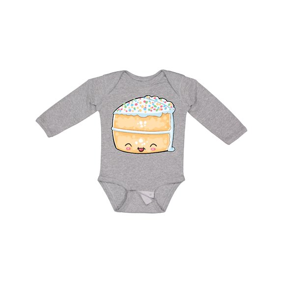 Inktastic Cute Smiling Cake with Confetti Sprinkles Boys or Girls Long Sleeve Baby Bodysuit