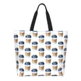 thumbnail image 1 of Balery Coffee To Go Pattern Bolsa Tote Estilo Estético con Cremalleras, Bolsa de Hombro, Bolsa de Compras Grande y Plegable, 1 of 8