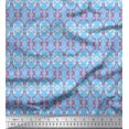 thumbnail image 1 of Soimoi Blue Cotton Cambric Fabric Filigree Damask Printed Craft Fabric by the Yard 42 Inch Wide, 1 of 3