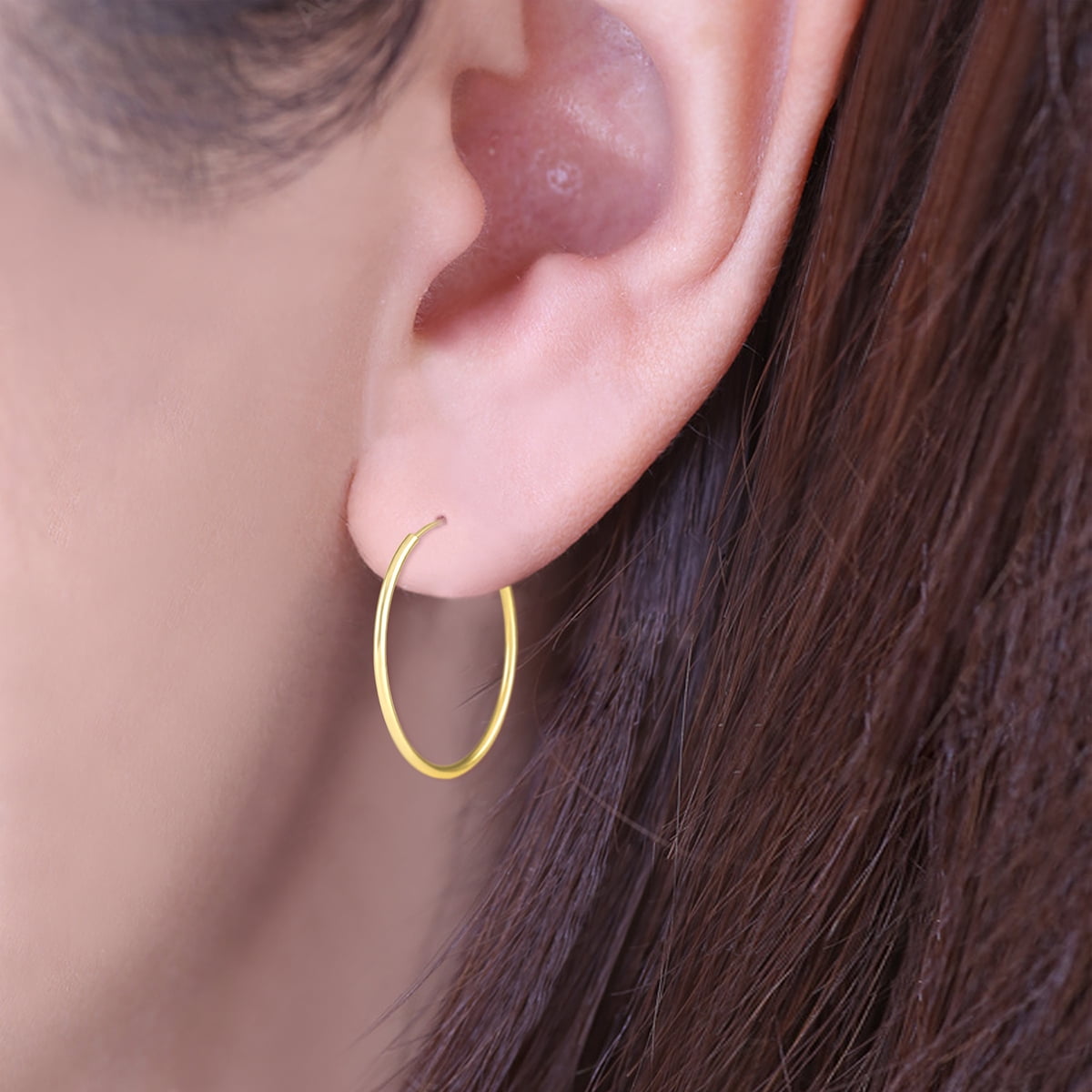 SZUL Women's 30mm Endless 14K Yellow Gold Filled Thin Hoop Earrings