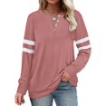 thumbnail image 1 of Womens Casual Sweatshirts Color Block Long Sleeve Sweaters Buttons Henley, 1 of 5